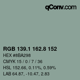 Color code: RGB 139.1 162.8 152 | qconv.com