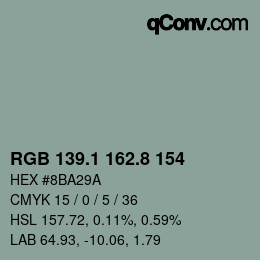 Código de color: RGB 139.1 162.8 154 | qconv.com