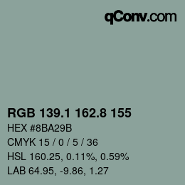 Farbcode: RGB 139.1 162.8 155 | qconv.com