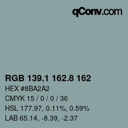Código de color: RGB 139.1 162.8 162 | qconv.com