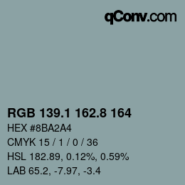 Color code: RGB 139.1 162.8 164 | qconv.com