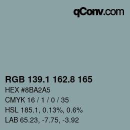 Color code: RGB 139.1 162.8 165 | qconv.com