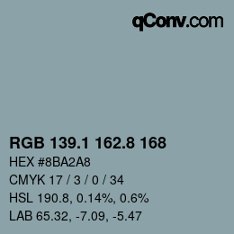 Color code: RGB 139.1 162.8 168 | qconv.com