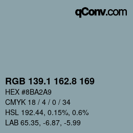 Code couleur: RGB 139.1 162.8 169 | qconv.com