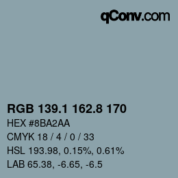 Code couleur: RGB 139.1 162.8 170 | qconv.com