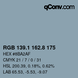 Color code: RGB 139.1 162.8 175 | qconv.com