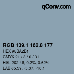 Color code: RGB 139.1 162.8 177 | qconv.com