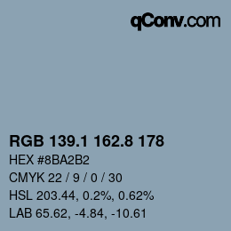 Color code: RGB 139.1 162.8 178 | qconv.com