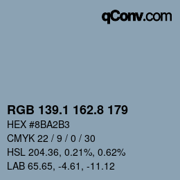 Color code: RGB 139.1 162.8 179 | qconv.com