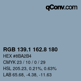 Código de color: RGB 139.1 162.8 180 | qconv.com