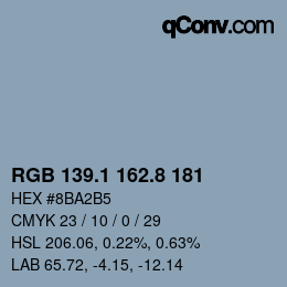 カラーコード: RGB 139.1 162.8 181 | qconv.com