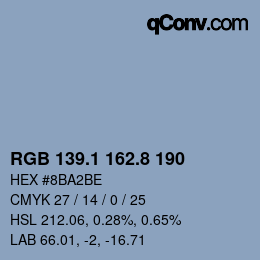 Código de color: RGB 139.1 162.8 190 | qconv.com