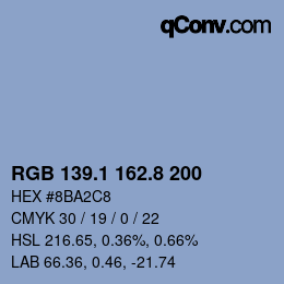 Color code: RGB 139.1 162.8 200 | qconv.com