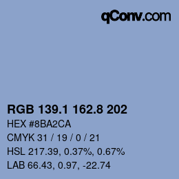 Color code: RGB 139.1 162.8 202 | qconv.com