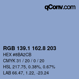 Código de color: RGB 139.1 162.8 203 | qconv.com