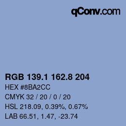 Farbcode: RGB 139.1 162.8 204 | qconv.com