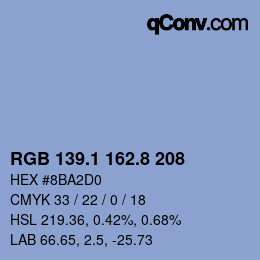 Código de color: RGB 139.1 162.8 208 | qconv.com