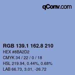 カラーコード: RGB 139.1 162.8 210 | qconv.com