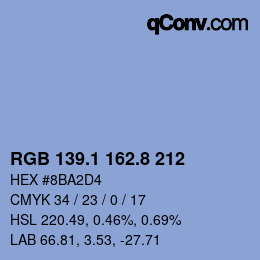 Farbcode: RGB 139.1 162.8 212 | qconv.com