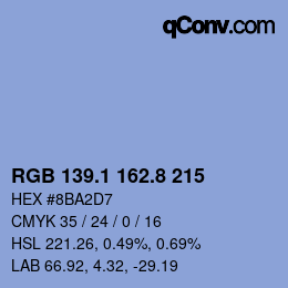 カラーコード: RGB 139.1 162.8 215 | qconv.com