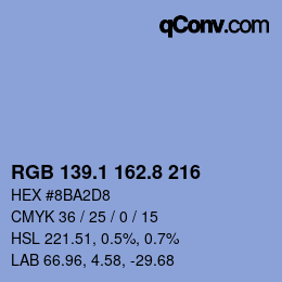 Código de color: RGB 139.1 162.8 216 | qconv.com