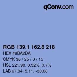 カラーコード: RGB 139.1 162.8 218 | qconv.com