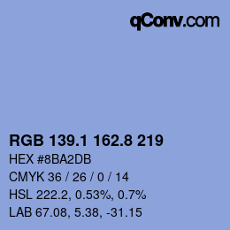 カラーコード: RGB 139.1 162.8 219 | qconv.com
