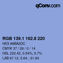 Color code: RGB 139.1 162.8 220 | qconv.com