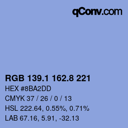 Color code: RGB 139.1 162.8 221 | qconv.com