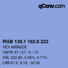 Color code: RGB 139.1 162.8 222 | qconv.com