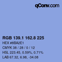 Color code: RGB 139.1 162.8 225 | qconv.com