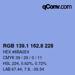 カラーコード: RGB 139.1 162.8 228 | qconv.com