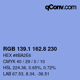 Color code: RGB 139.1 162.8 230 | qconv.com