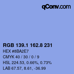 Color code: RGB 139.1 162.8 231 | qconv.com
