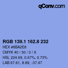 Color code: RGB 139.1 162.8 232 | qconv.com