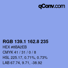 Color code: RGB 139.1 162.8 235 | qconv.com