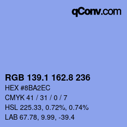 Código de color: RGB 139.1 162.8 236 | qconv.com
