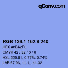 Color code: RGB 139.1 162.8 240 | qconv.com