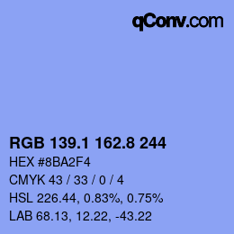 Color code: RGB 139.1 162.8 244 | qconv.com