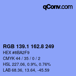 Color code: RGB 139.1 162.8 249 | qconv.com