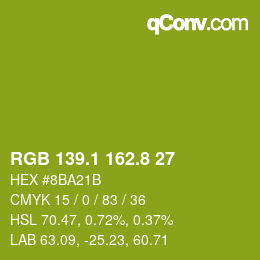 カラーコード: RGB 139.1 162.8 27 | qconv.com