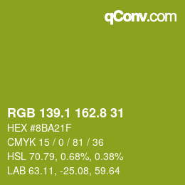 カラーコード: RGB 139.1 162.8 31 | qconv.com