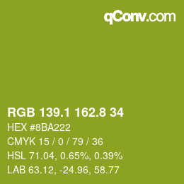 カラーコード: RGB 139.1 162.8 34 | qconv.com