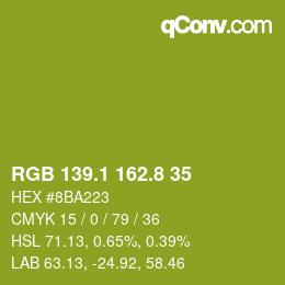 カラーコード: RGB 139.1 162.8 35 | qconv.com