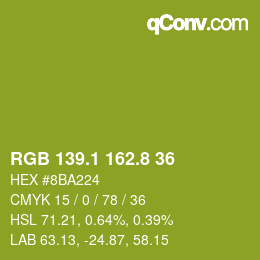 カラーコード: RGB 139.1 162.8 36 | qconv.com