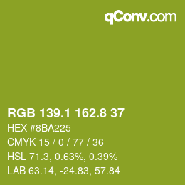 カラーコード: RGB 139.1 162.8 37 | qconv.com