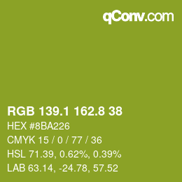 カラーコード: RGB 139.1 162.8 38 | qconv.com