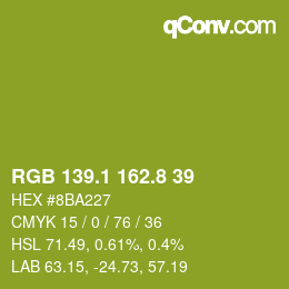 カラーコード: RGB 139.1 162.8 39 | qconv.com
