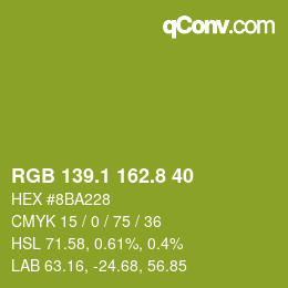 カラーコード: RGB 139.1 162.8 40 | qconv.com