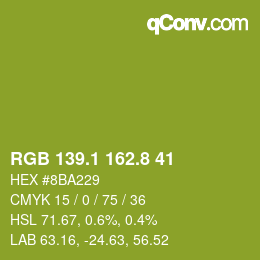 カラーコード: RGB 139.1 162.8 41 | qconv.com